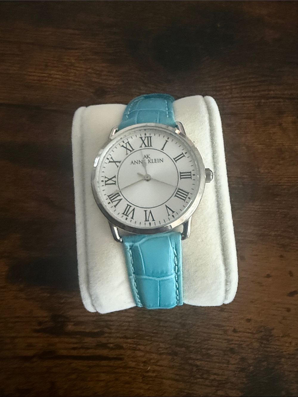 Anne Klein Silver Case Watch with Turquoise Strap